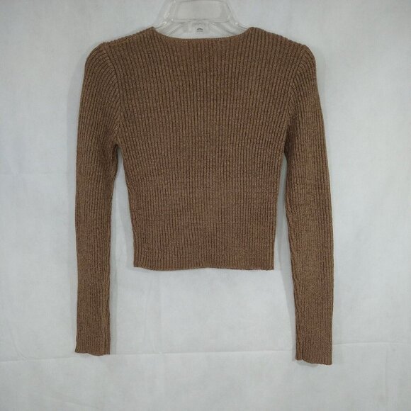 🟣Missguided Cropped Sweater Women Size 2 4 Brown Long Sleeve NEW - Picture 3 of 6